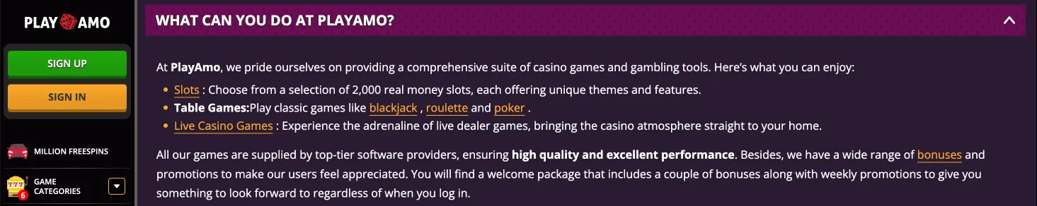 how does playamo casino work
