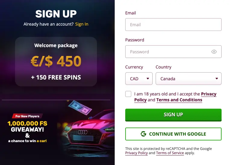 how to register at playamo casino