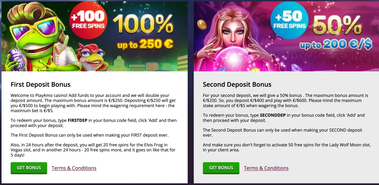 playamo casino bonuses